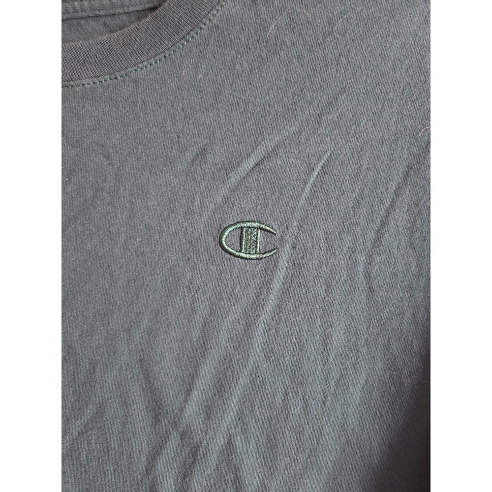 Champion Mens Forest Green Short Sleeve Crewneck T-Shirt Large Embroidered Logo - Picture 4 of 7